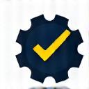 Icon of a gear with a checkmark.